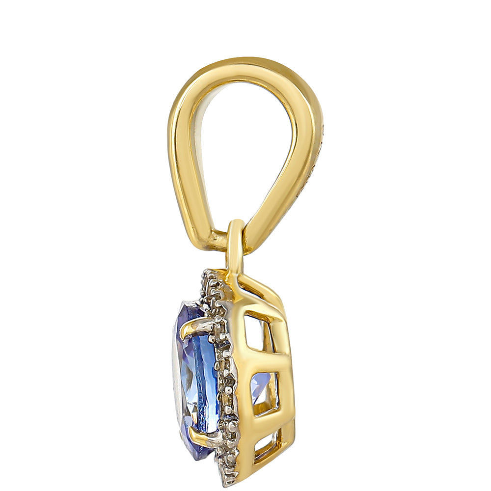 Colgante de Oro 9K con Tanzanita AAA y Zircón natural