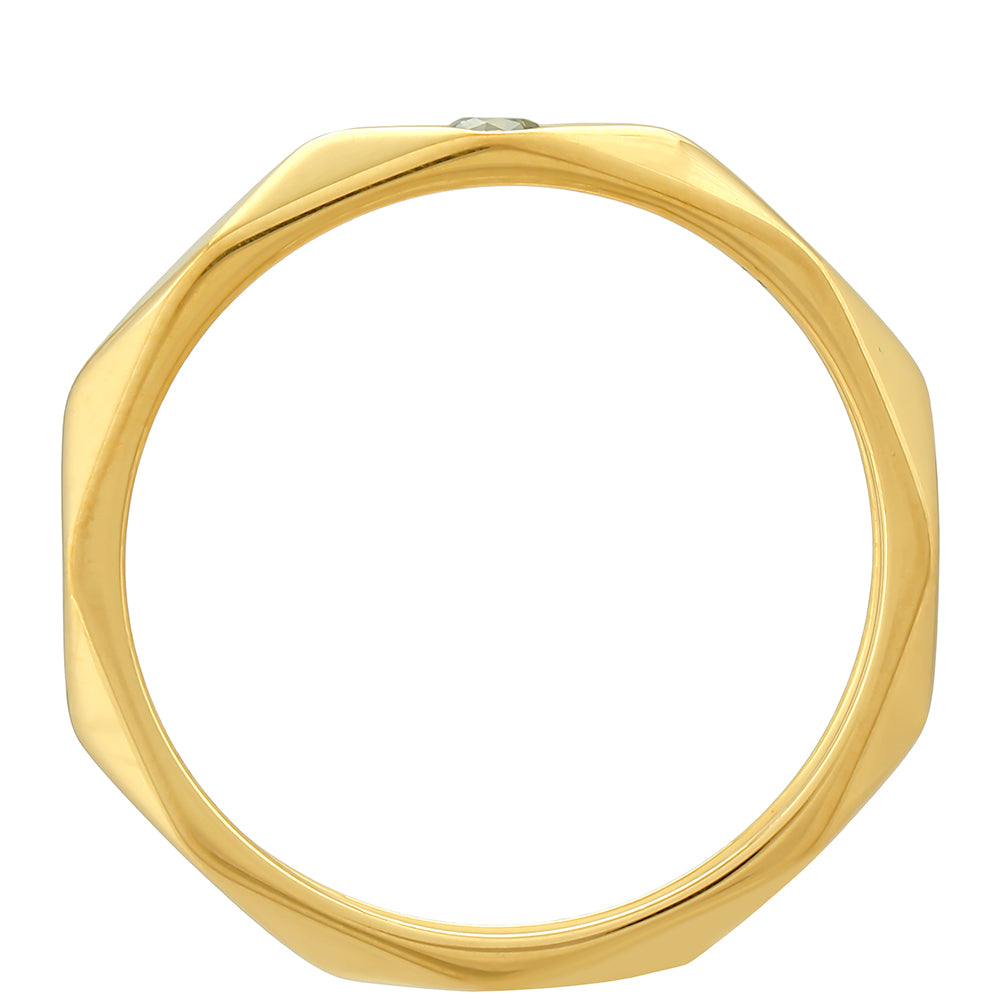 Anillo de Plata Bañada en Oro con Diamante Verde