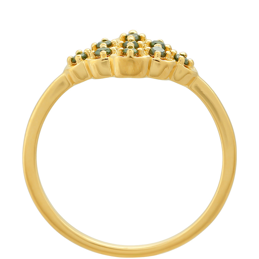 Anillo de Plata Bañada en Oro con Diamante Verde