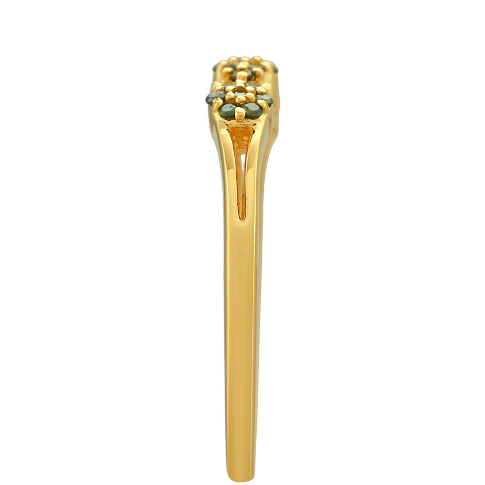 Anillo de Plata Bañada en Oro con Diamante Verde