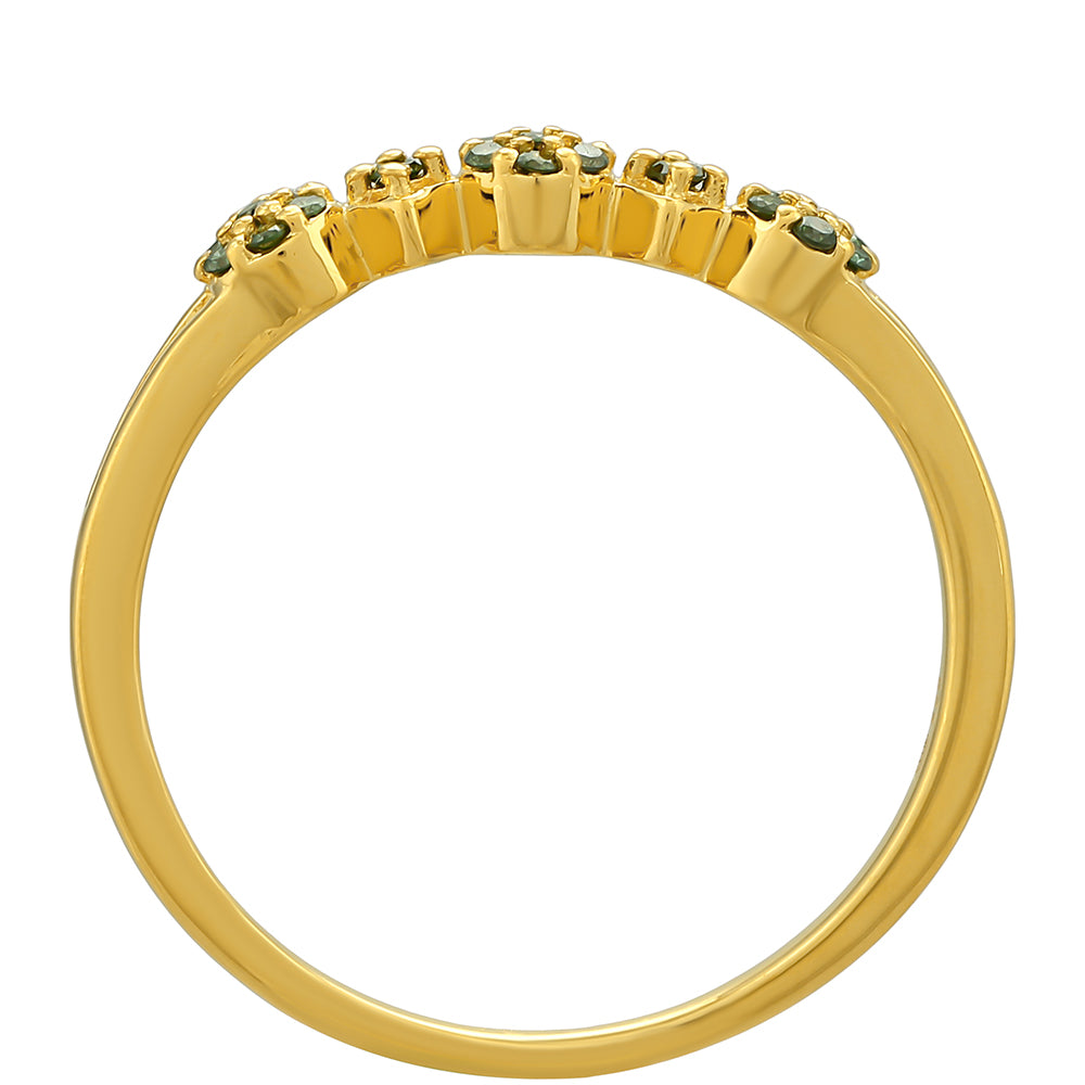 Anillo de Plata Bañada en Oro con Diamante Verde
