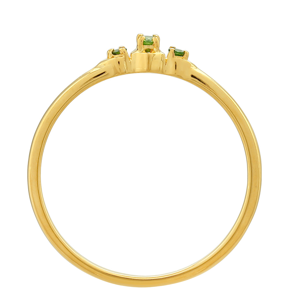 Anillo de Plata Bañada en Oro con Diamante Verde