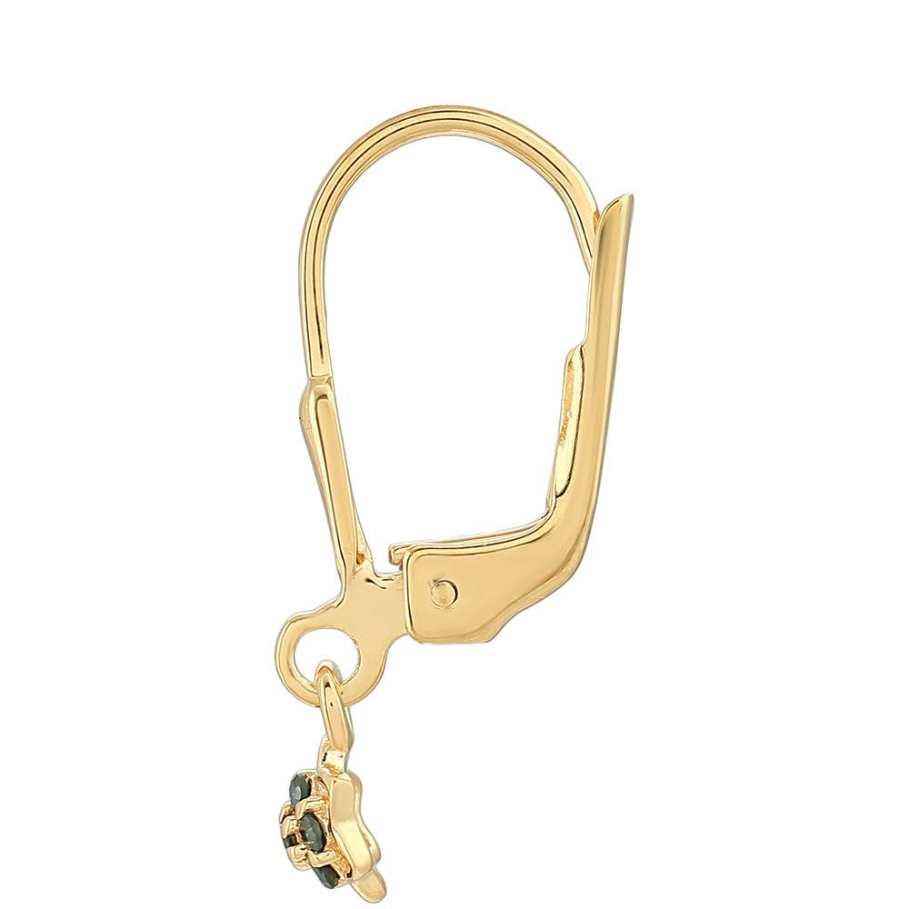 Pendientes de Plata Bañada en Oro con Diamante Verde