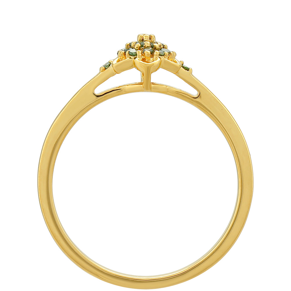 Anillo de Plata Bañada en Oro con Diamante Verde