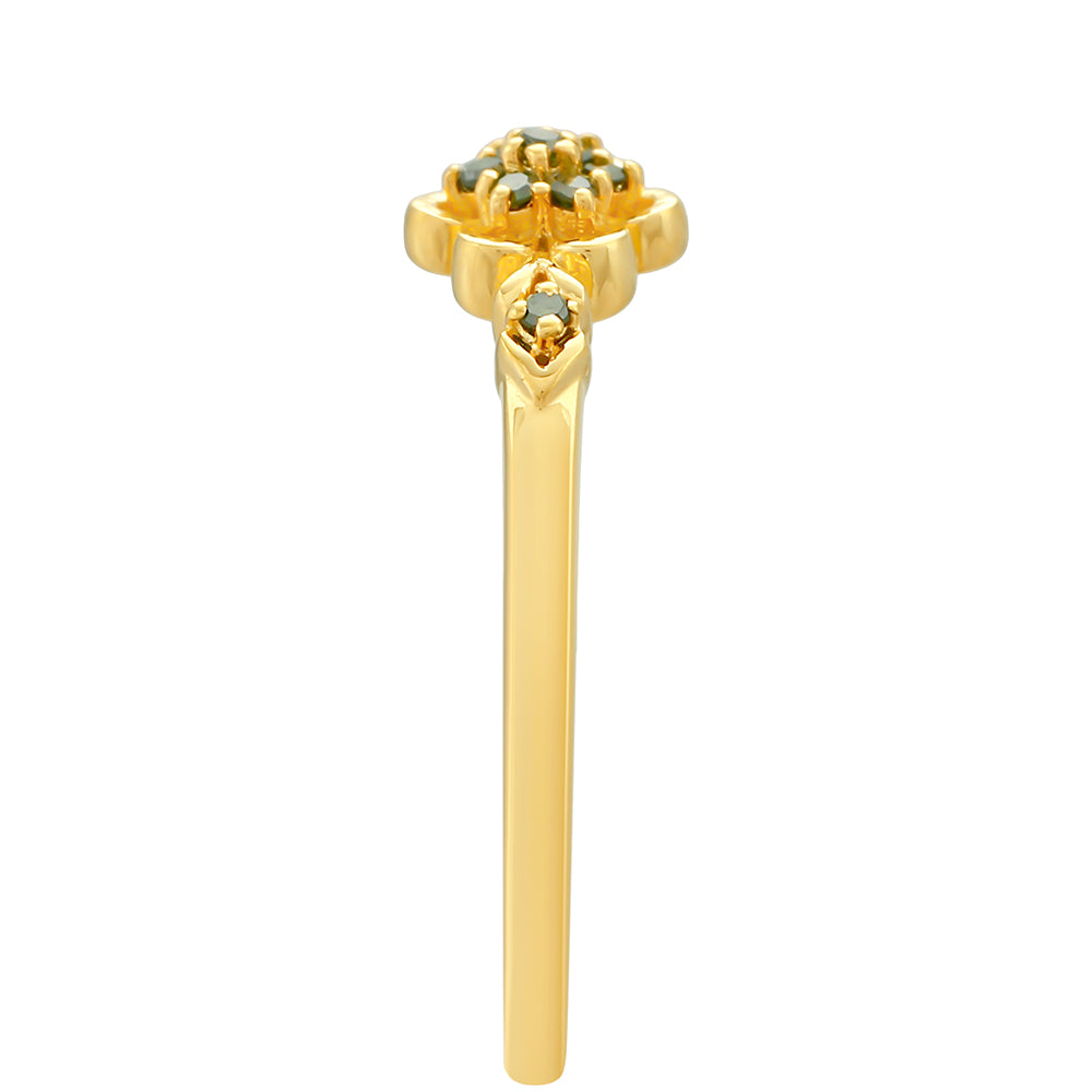 Anillo de Plata Bañada en Oro con Diamante Verde