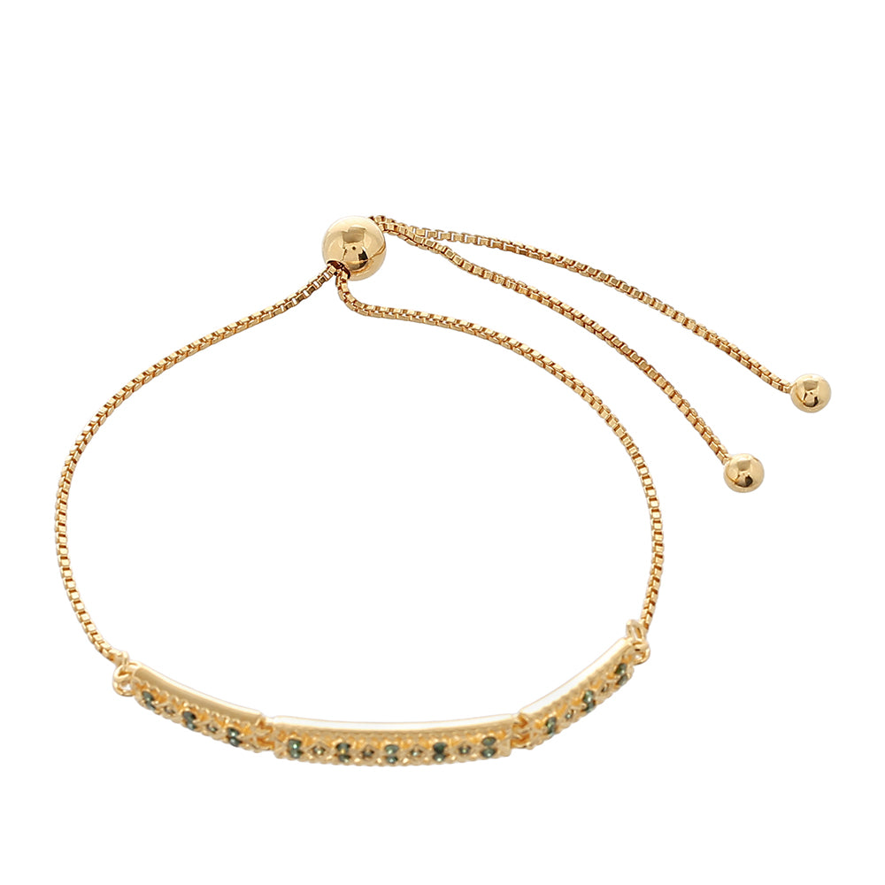 Pulsera de Plata Bañada en Oro con Diamante Verde