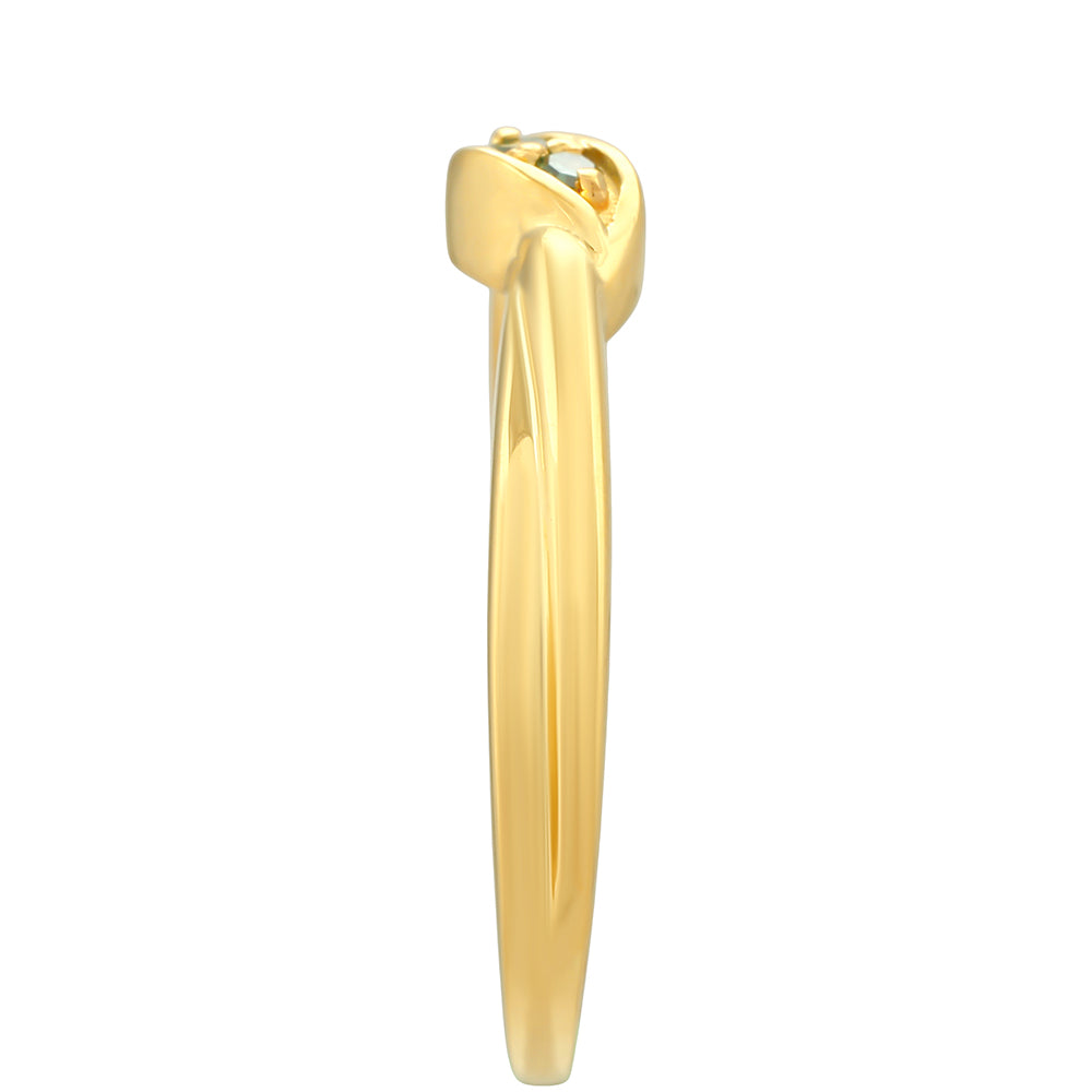 Anillo de Plata Bañada en Oro con Diamante Verde