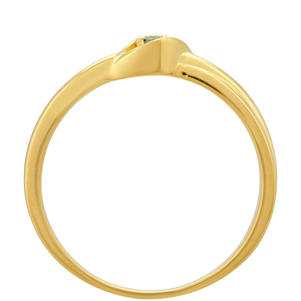 Anillo de Plata Bañada en Oro con Diamante Verde