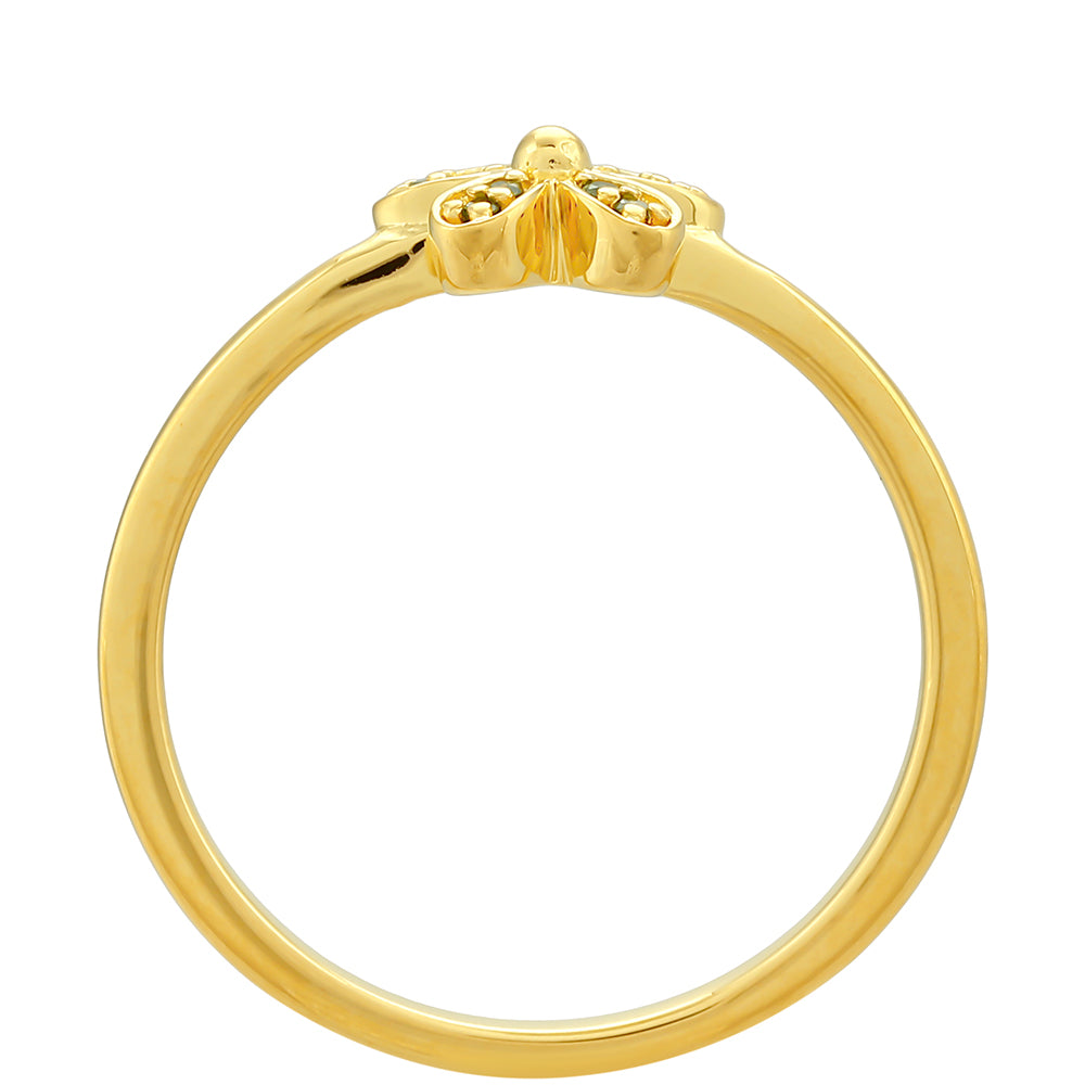 Anillo de Plata Bañada en Oro con Diamante Verde