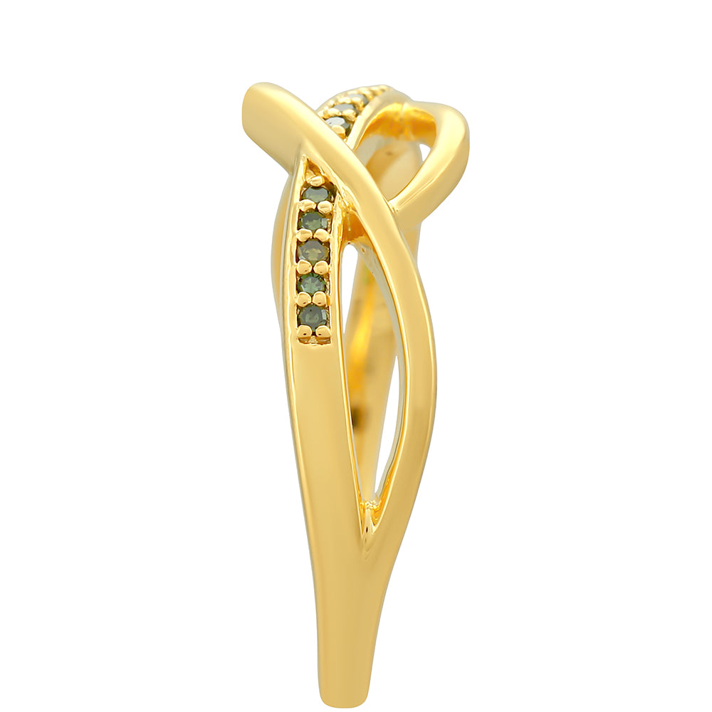Anillo de Plata Bañada en Oro con Diamante Verde