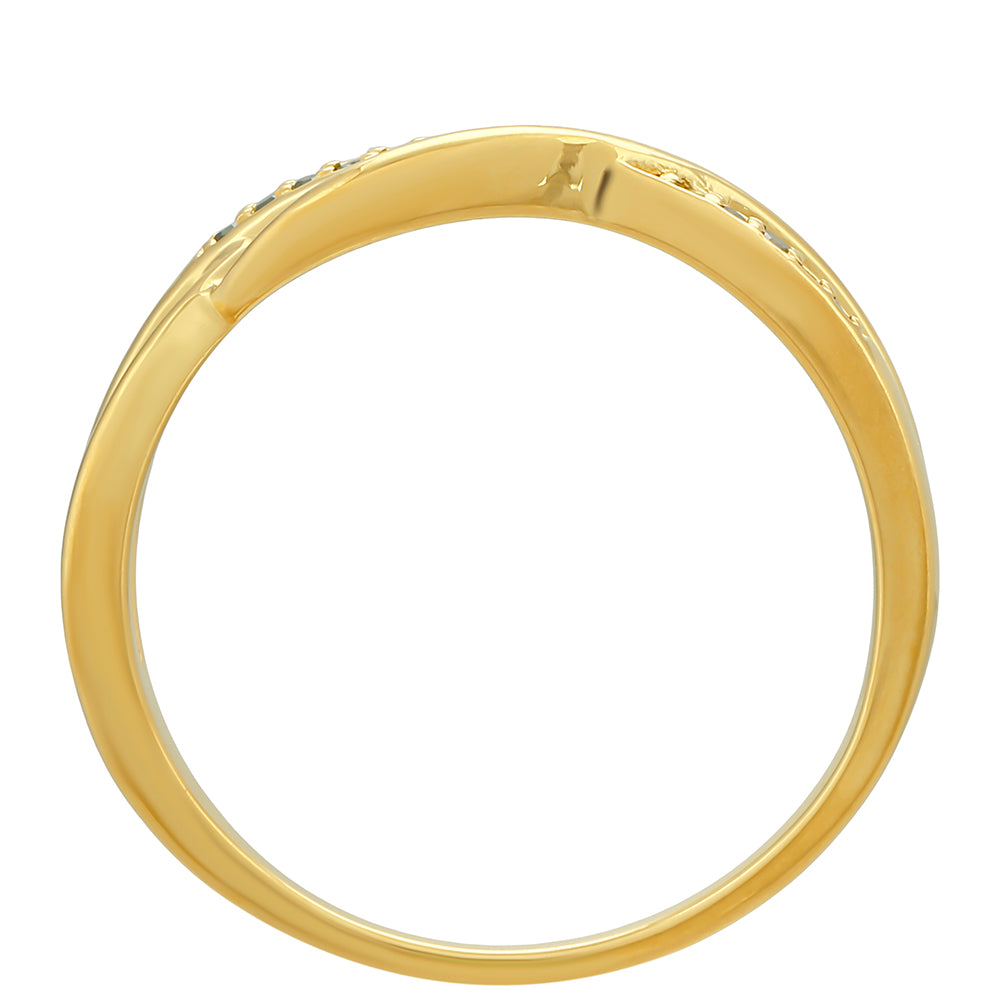 Anillo de Plata Bañada en Oro con Diamante Verde