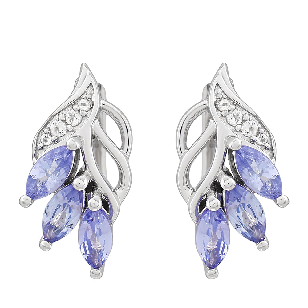 Pendientes de Plata con Tanzanita AAA y Topacio Blanco