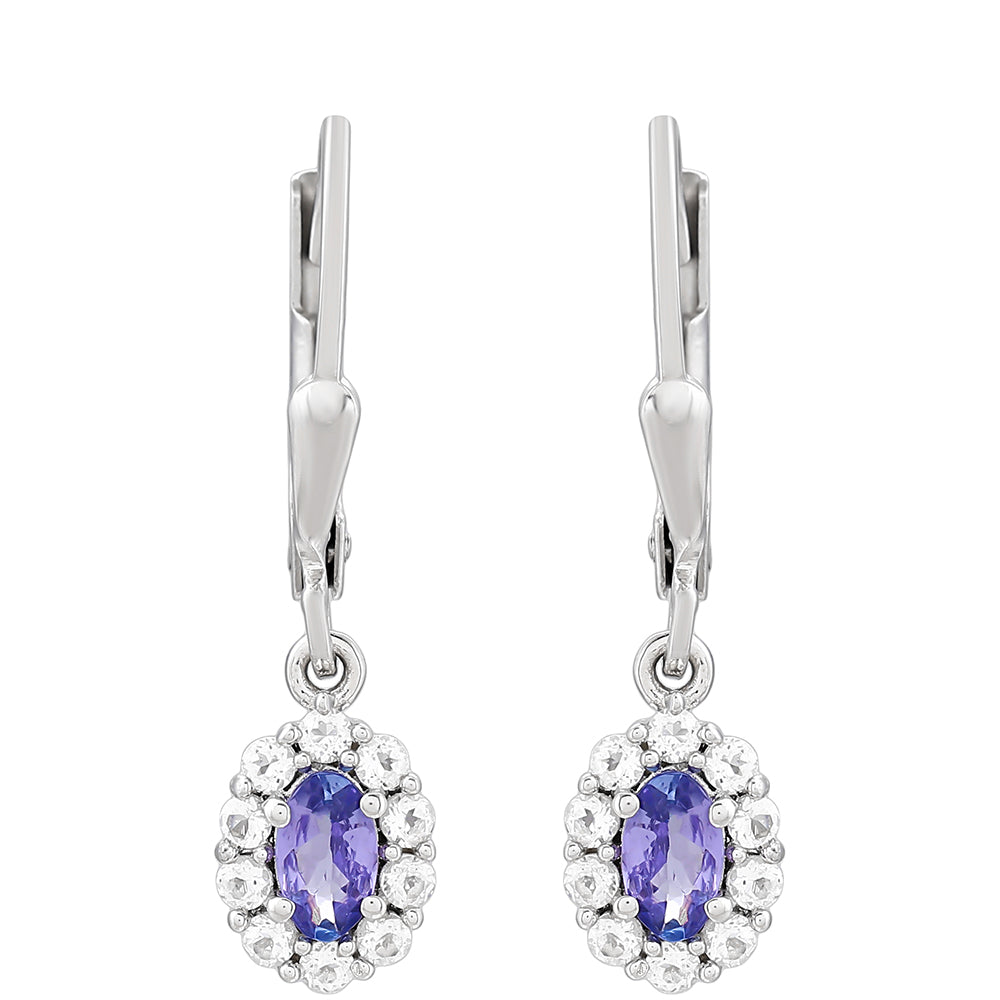 Pendientes de Plata con Tanzanita AAA y Topacio Blanco