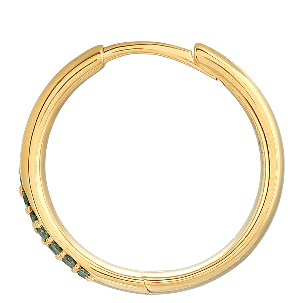 Pendientes de Plata Bañada en Oro con Diamante Verde