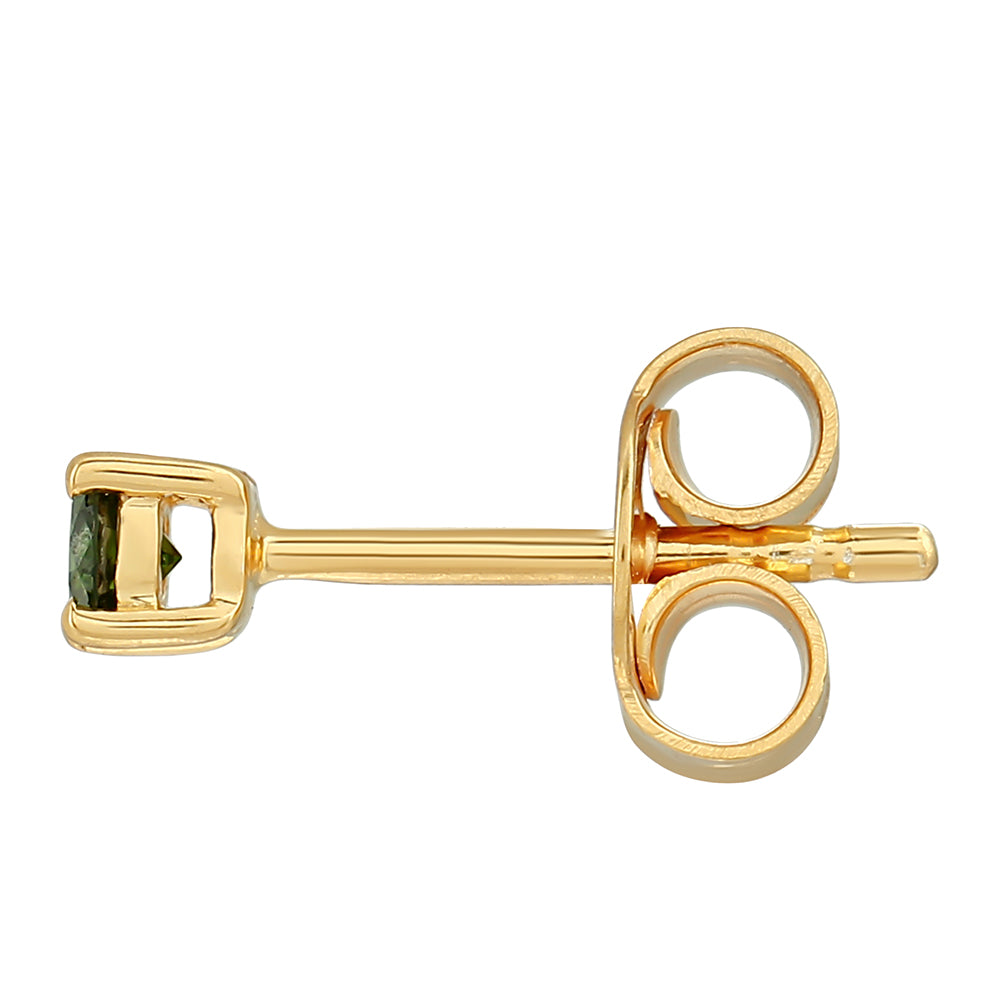 Pendientes de Plata Bañada en Oro con Diamante Verde