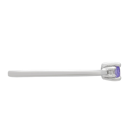 Anillo de Plata con Tanzanita AAA y Topacio Blanco