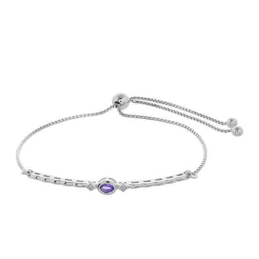 Pulsera de Plata con Tanzanita AAA y Topacio Blanco