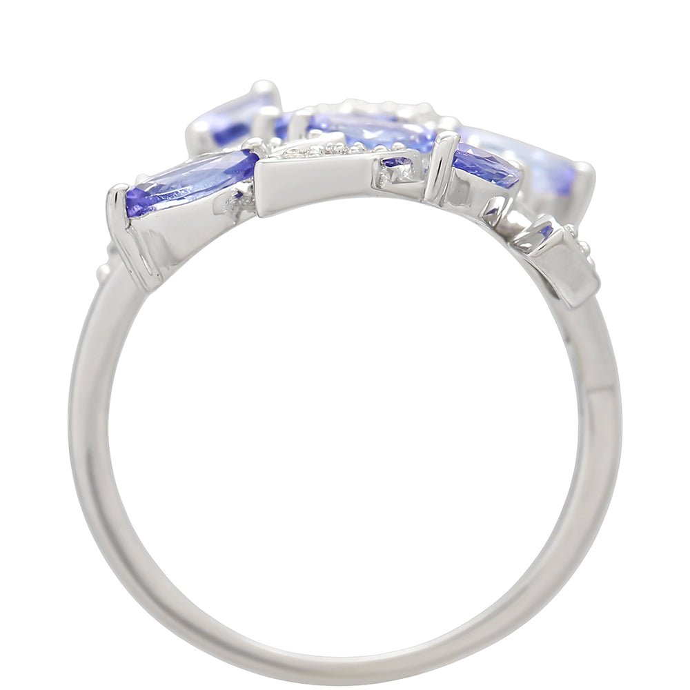 Anillo de Plata con Tanzanita AAA y Topacio Blanco