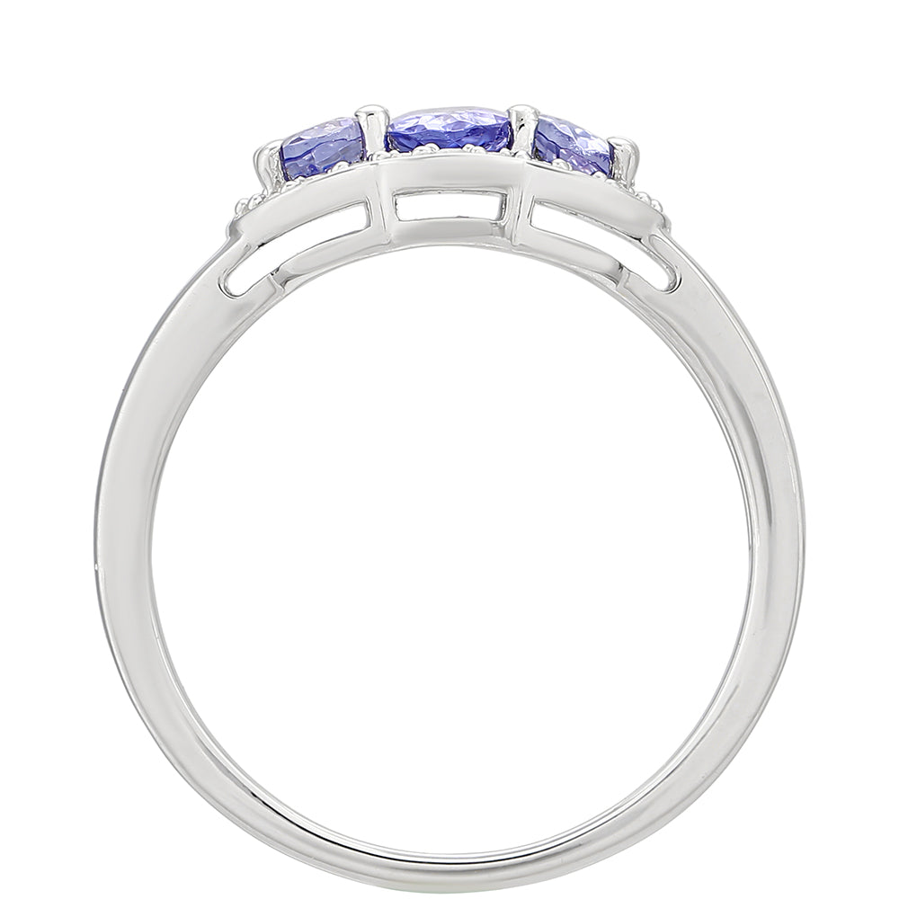 Anillo de Plata con Tanzanita AAA y Topacio Blanco