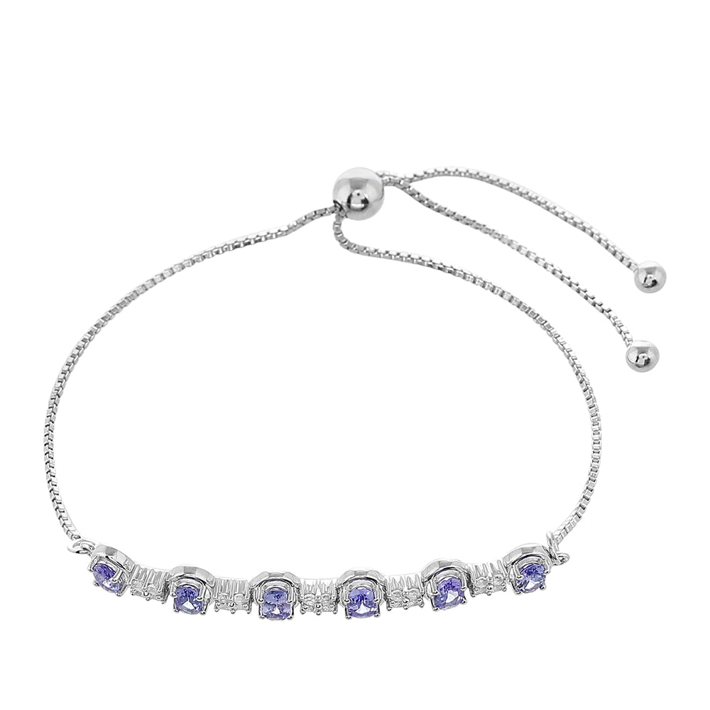 Pulsera de Plata con Tanzanita AAA y Topacio Blanco