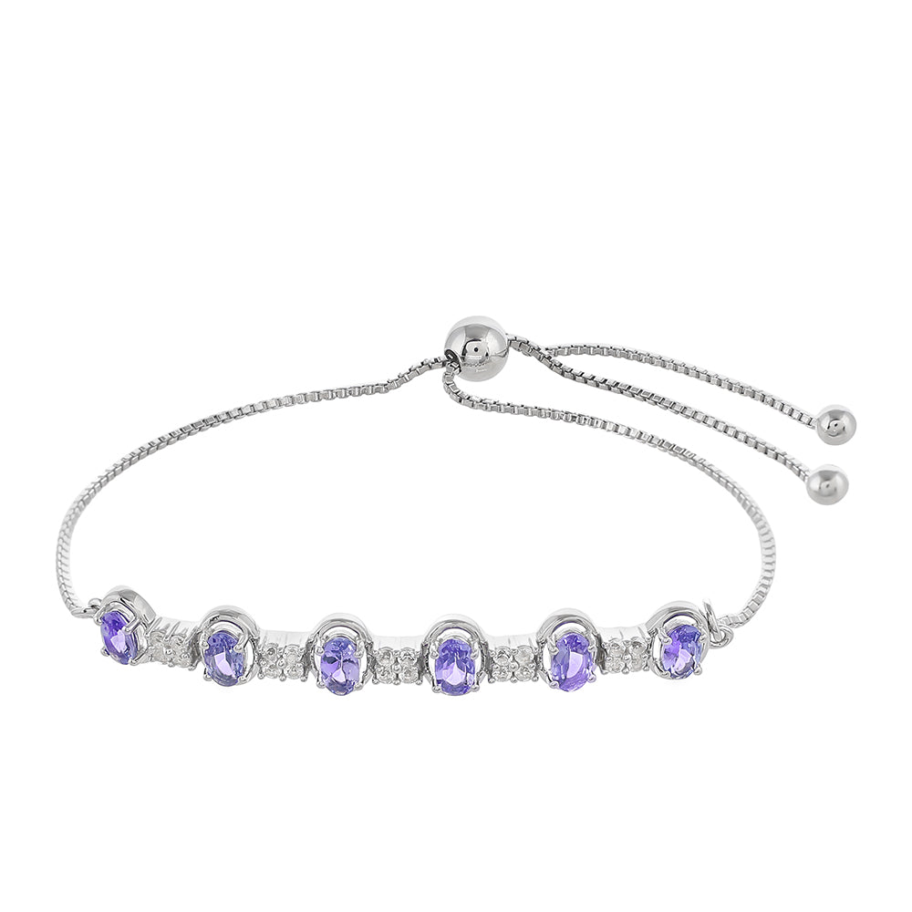 Pulsera de Plata con Tanzanita AAA y Topacio Blanco