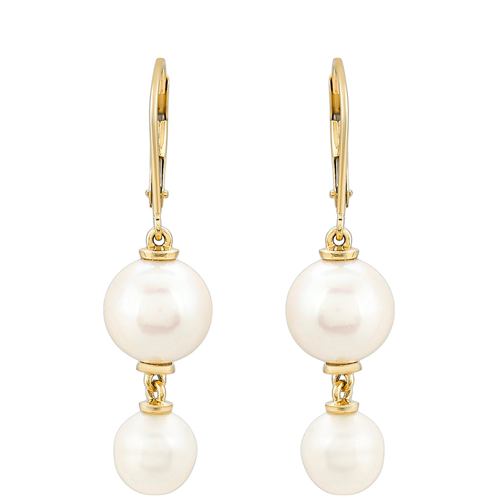 Pendientes de Oro 9K con Perla blanca de agua dulce