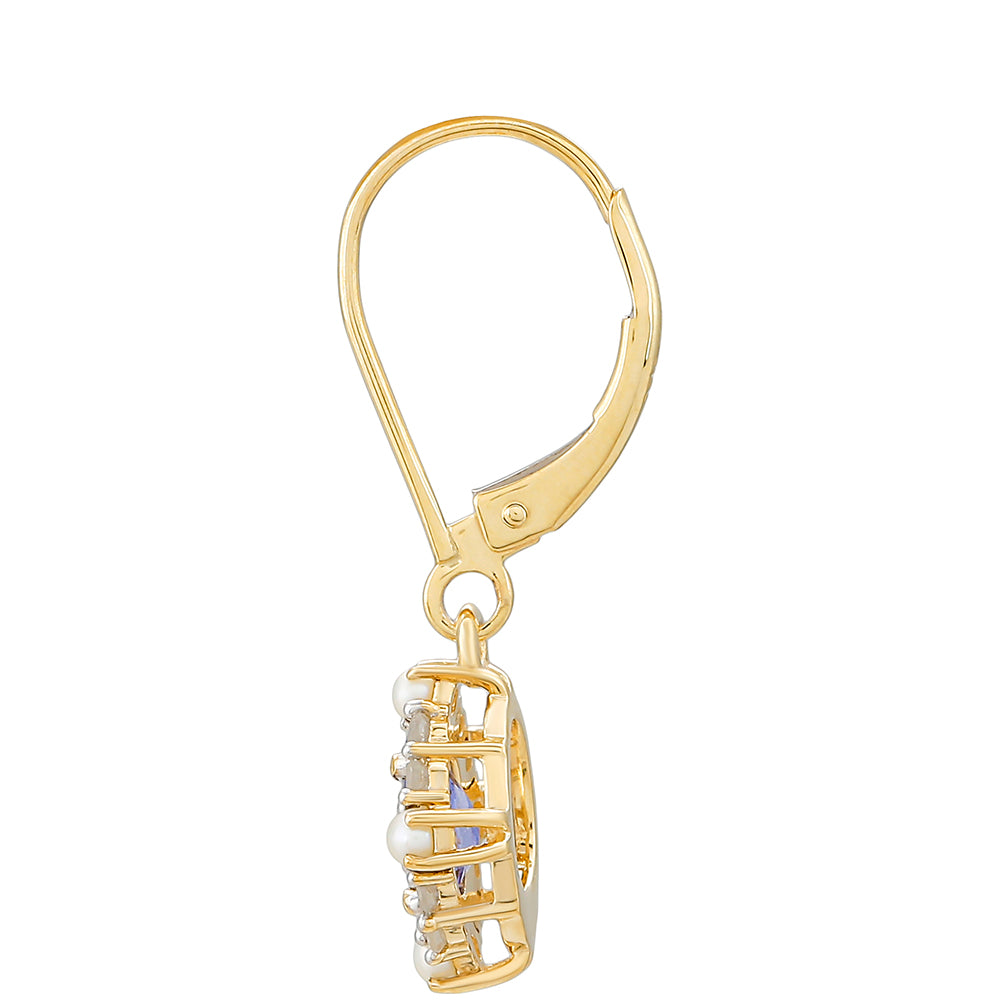 Pendientes de Oro 9K con Tanzanita y Diamante blanco