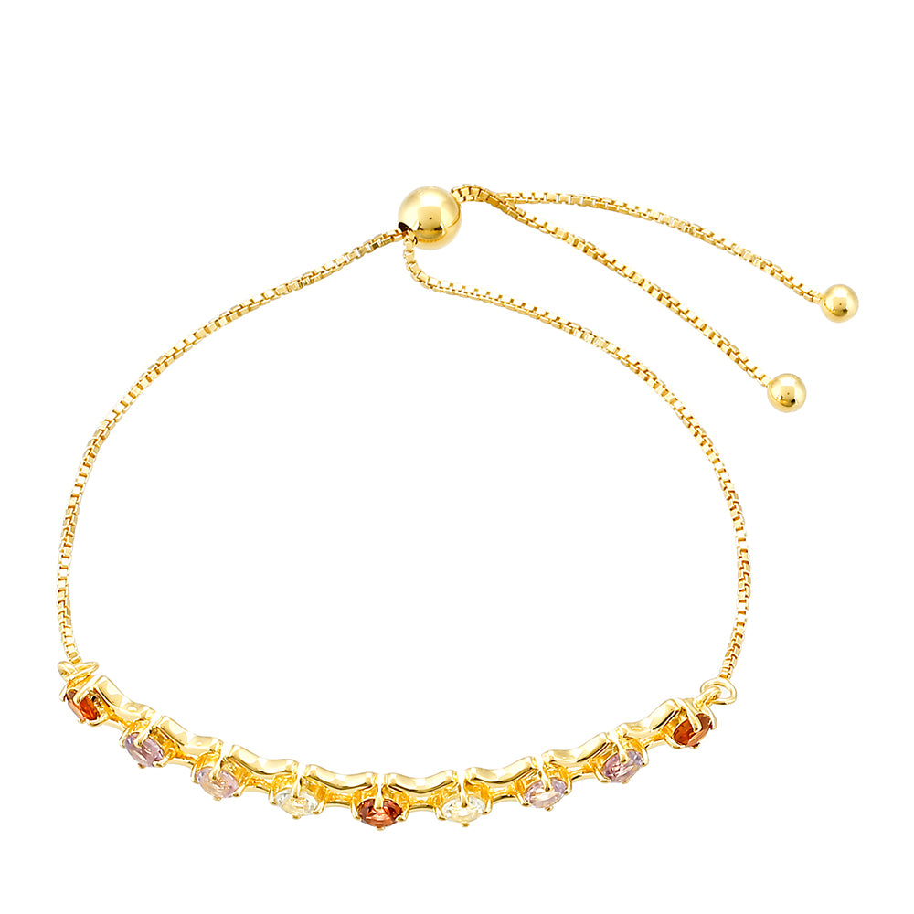 Pulsera de Plata Bañada en Oro con Amatista y Citrino de Madeira