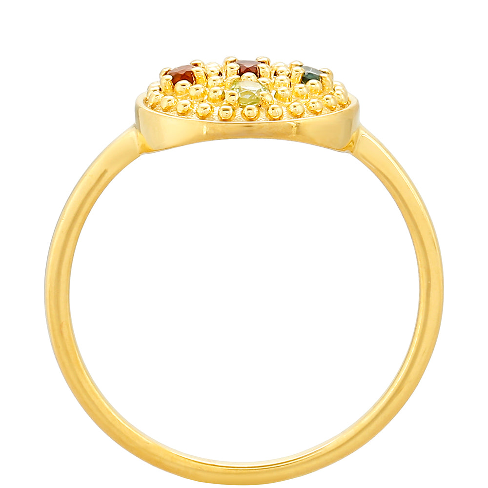 Anillo de Plata Bañada en Oro con Amatista y Citrino de Madeira