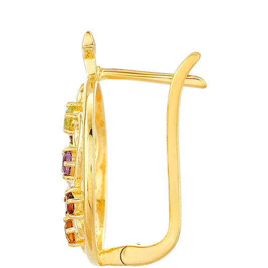 Pendientes de Plata Bañada en Oro con Amatista y Citrino