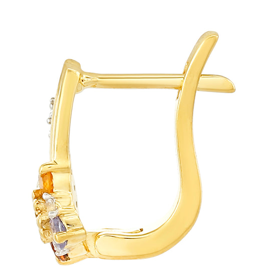 Pendientes de Plata Bañada en Oro con Tanzanita y Citrino