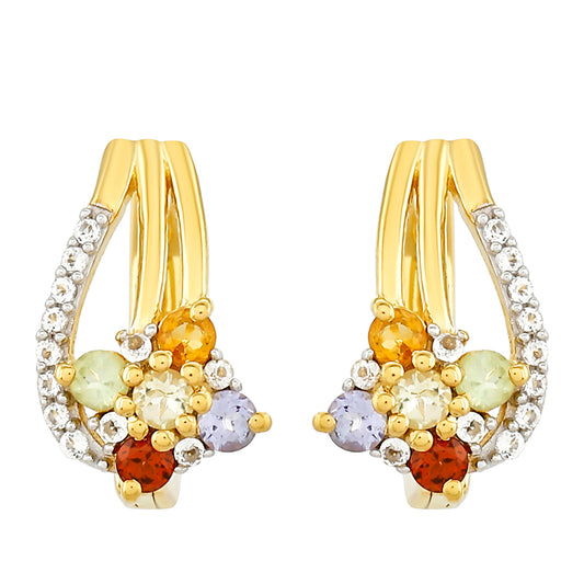 Pendientes de Plata Bañada en Oro con Tanzanita y Citrino