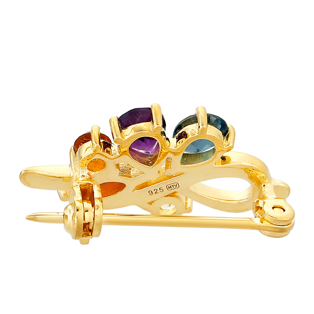 Broche de Plata Bañada en Oro con Amatista y Citrino de Madeira