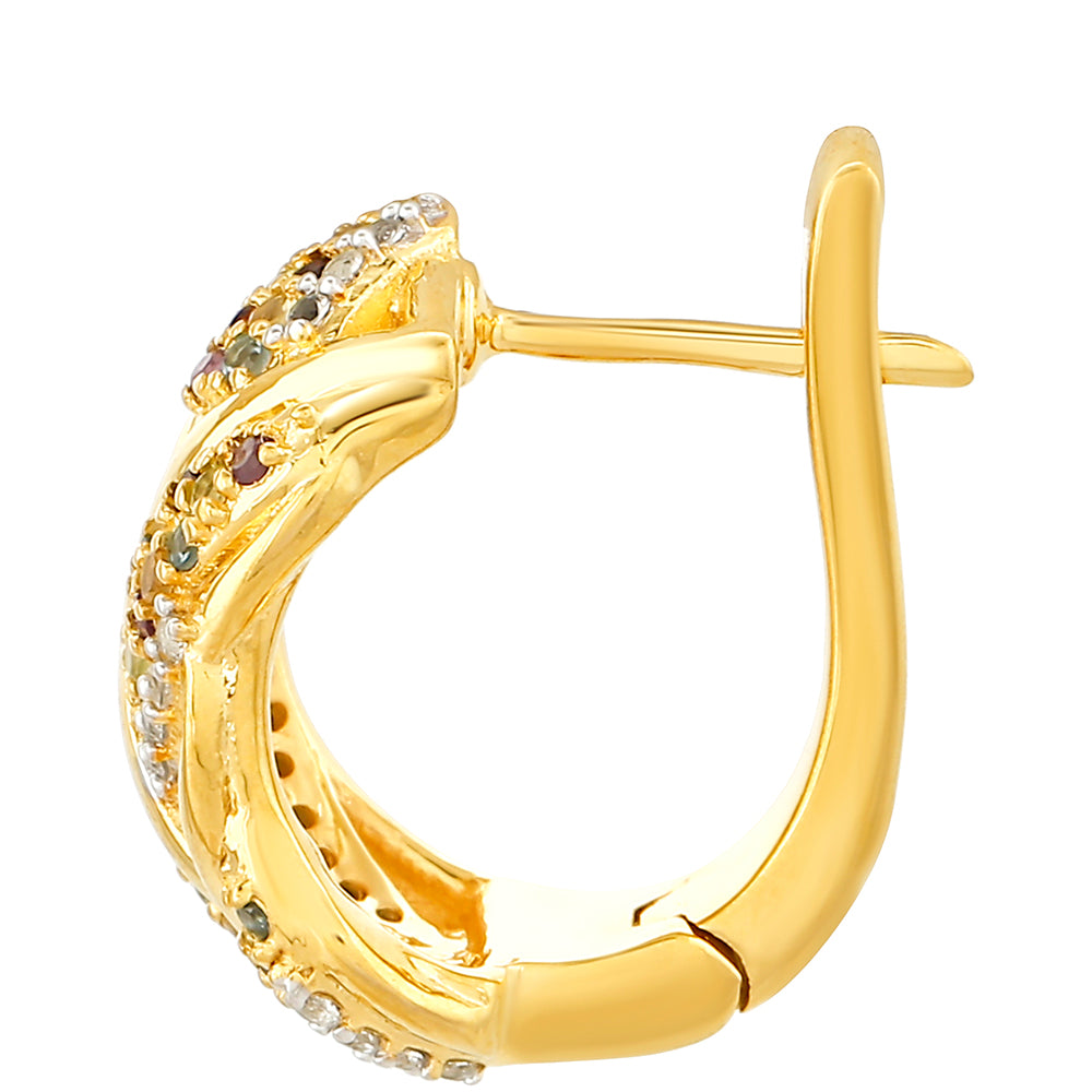 Pendientes de Plata Bañada en Oro con Amatista y Citrino