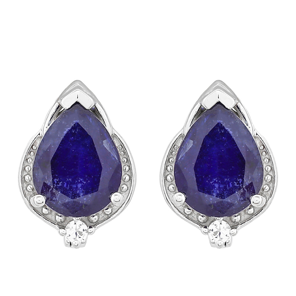Pendientes de Plata con Zafiro de Tailandia y Topacio Blanco