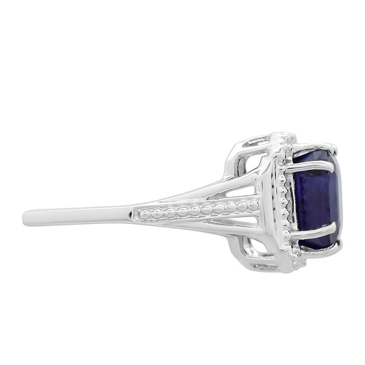 Anillo de Plata con Zafiro de Tailandia y Topacio Blanco