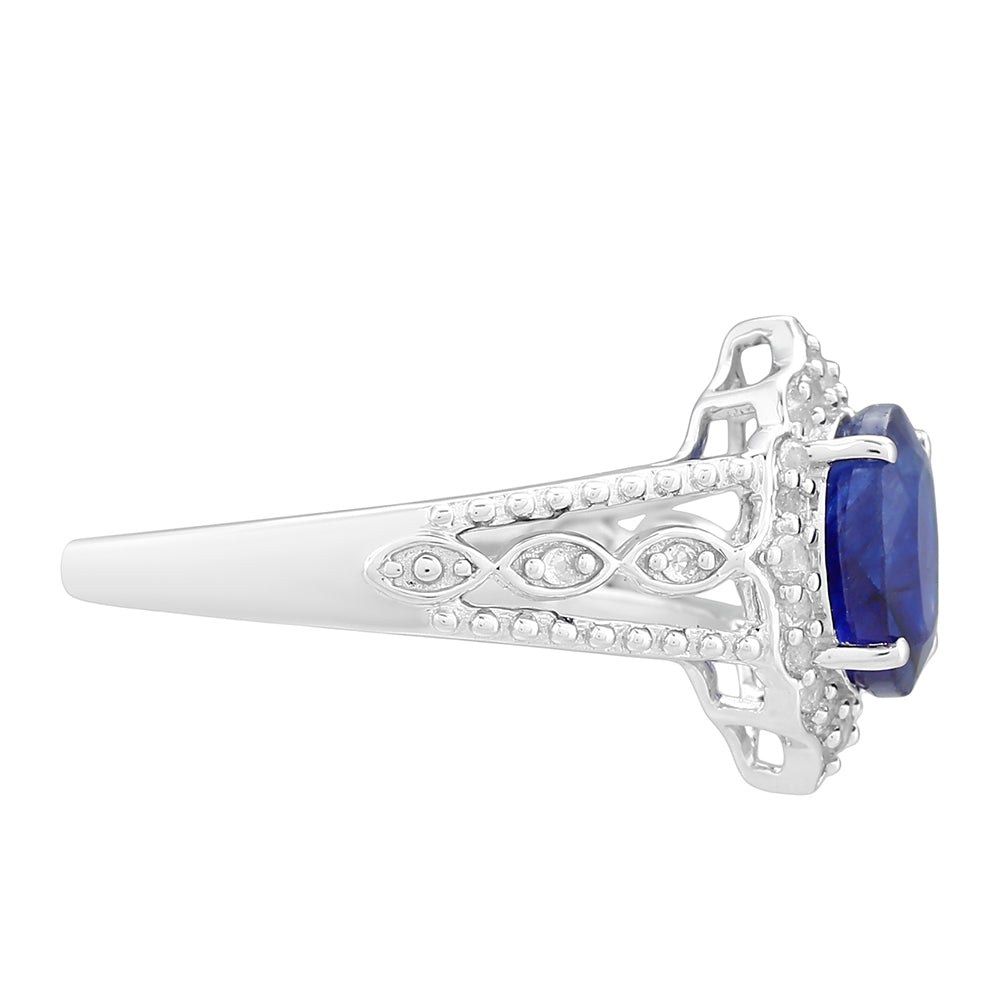 Anillo de Plata con Zafiro de Tailandia y Topacio Blanco