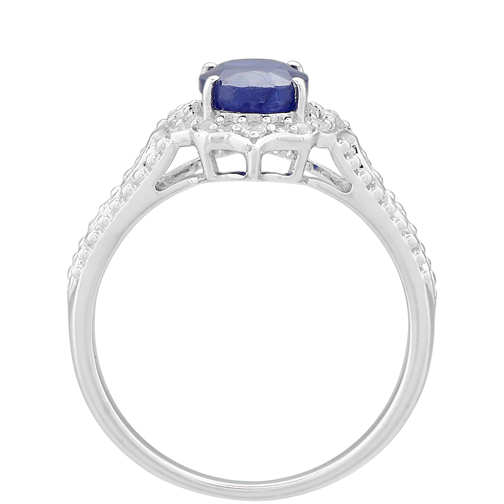 Anillo de Plata con Zafiro de Tailandia y Topacio Blanco