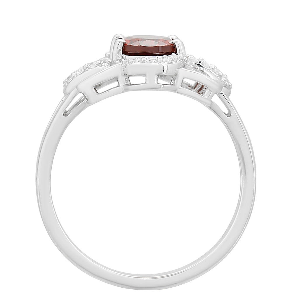 Anillo de Plata con Granate y Topacio Blanco
