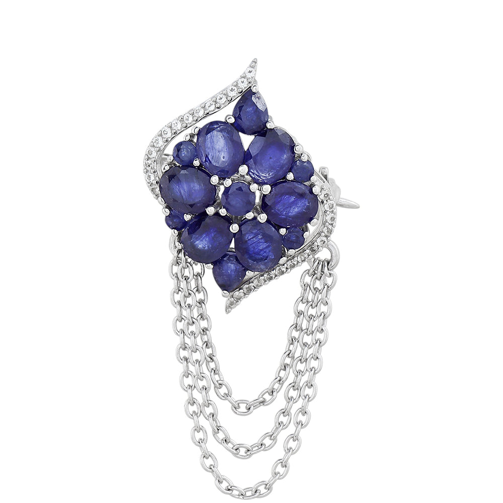 Broche de Plata con Zafiro de Tailandia