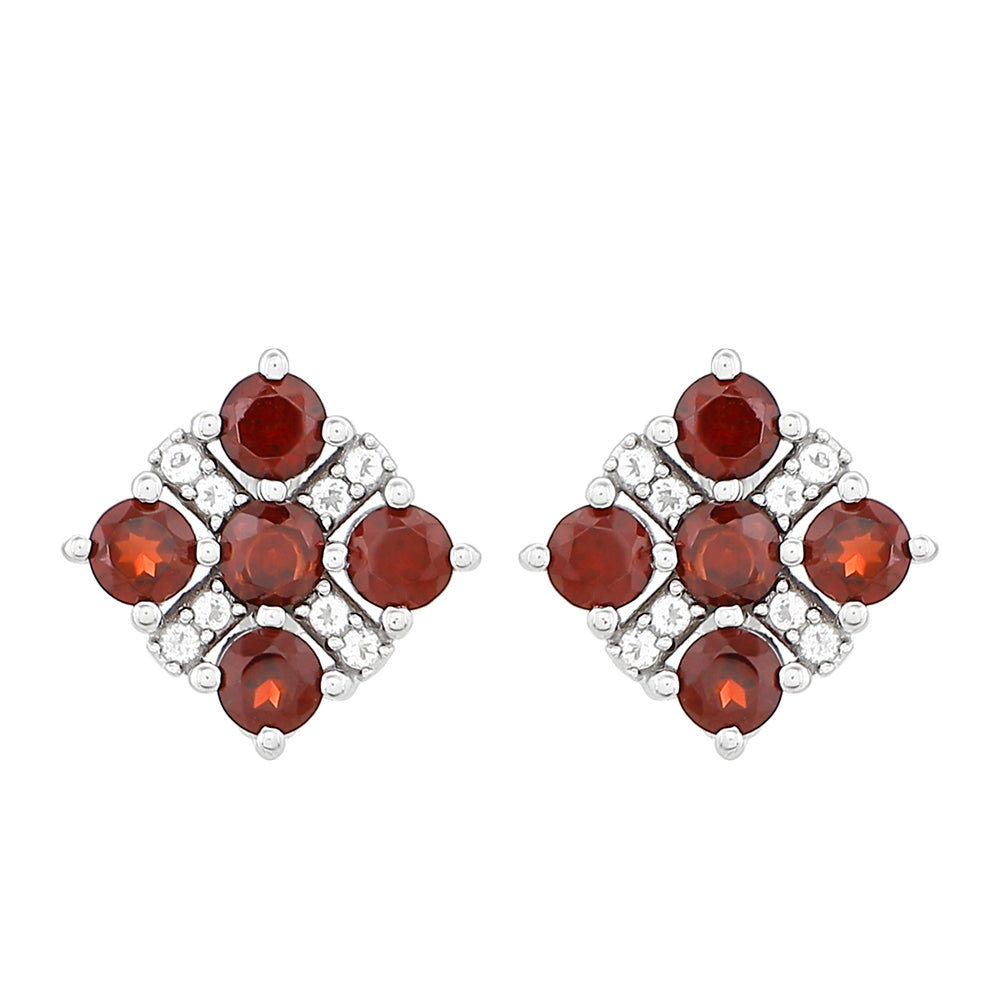 Pendientes de Plata con Granate y Topacio Blanco