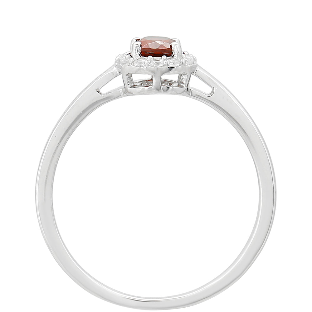 Anillo de Plata con Granate y Topacio Blanco