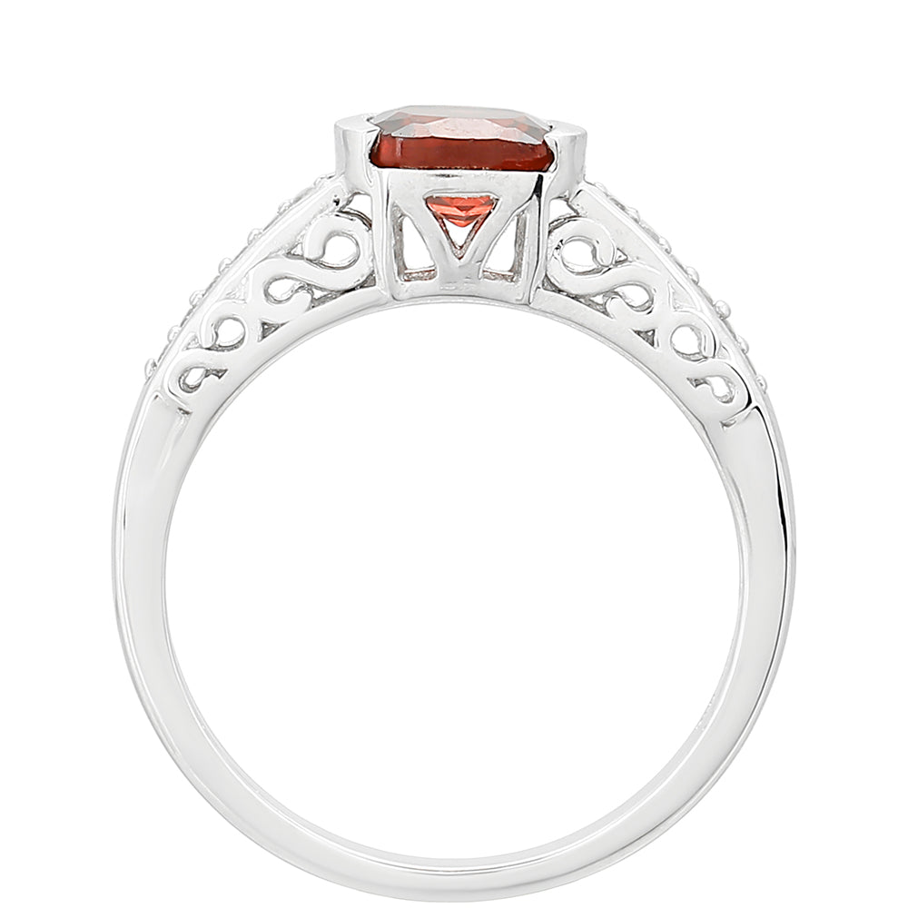 Anillo de Plata con Granate y Topacio Blanco