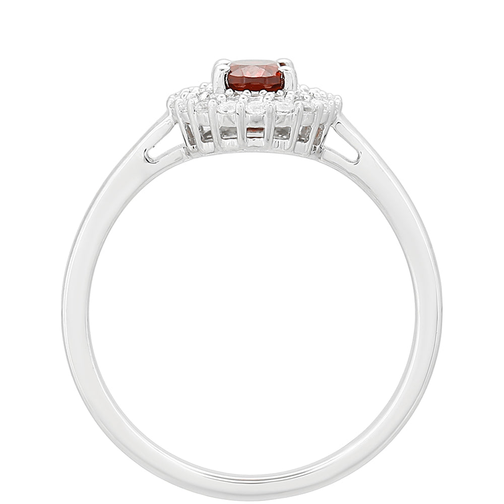 Anillo de Plata con Granate y Topacio Blanco