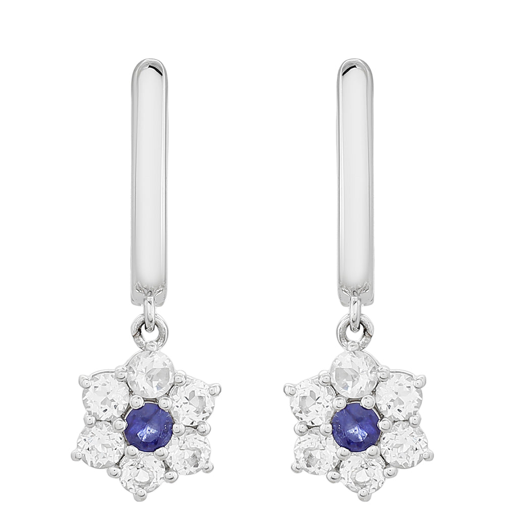 Pendientes de Plata con Zafiro de Tailandia y Topacio Blanco