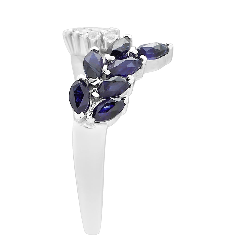 Anillo de Plata con Zafiro de Tailandia y Topacio Blanco