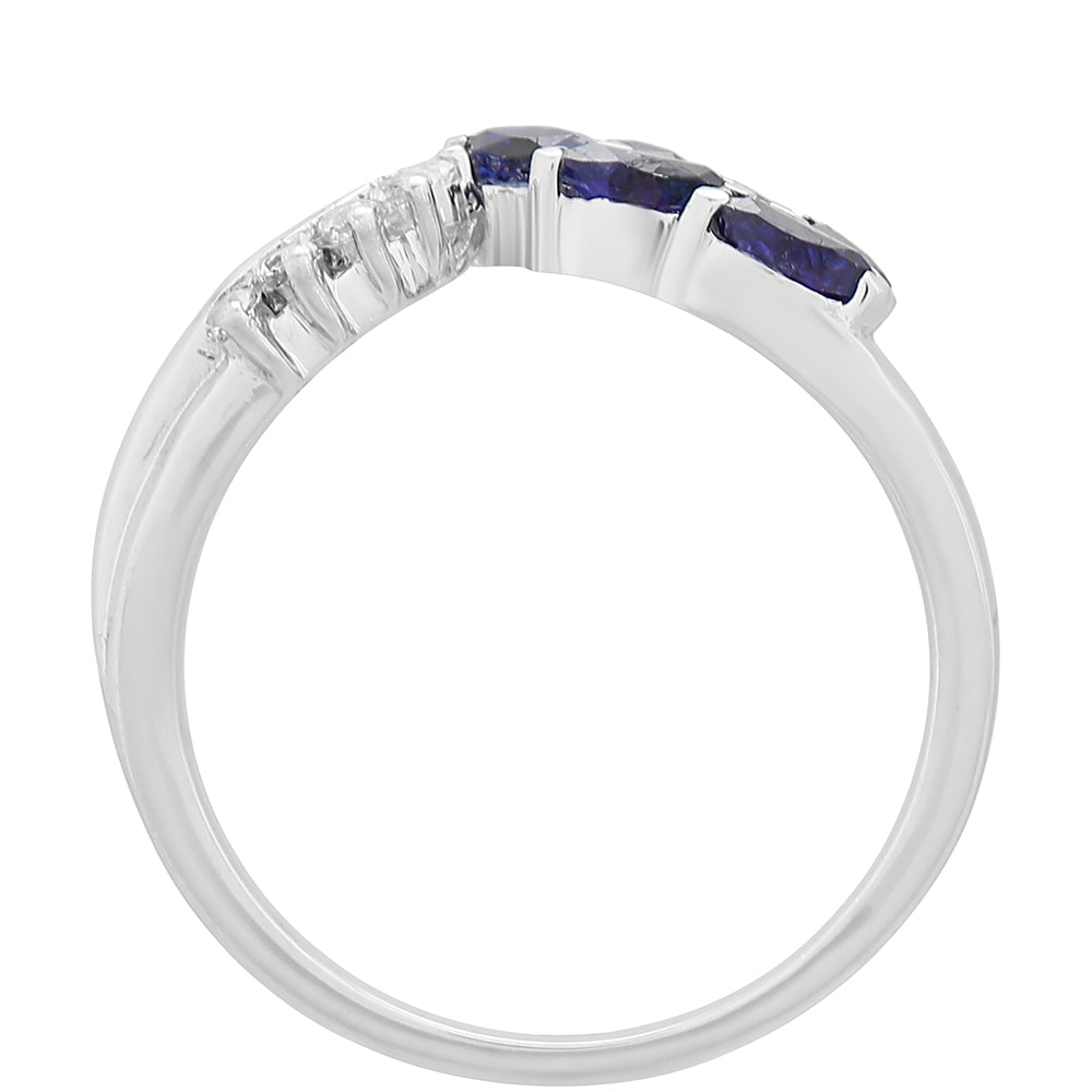 Anillo de Plata con Zafiro de Tailandia y Topacio Blanco