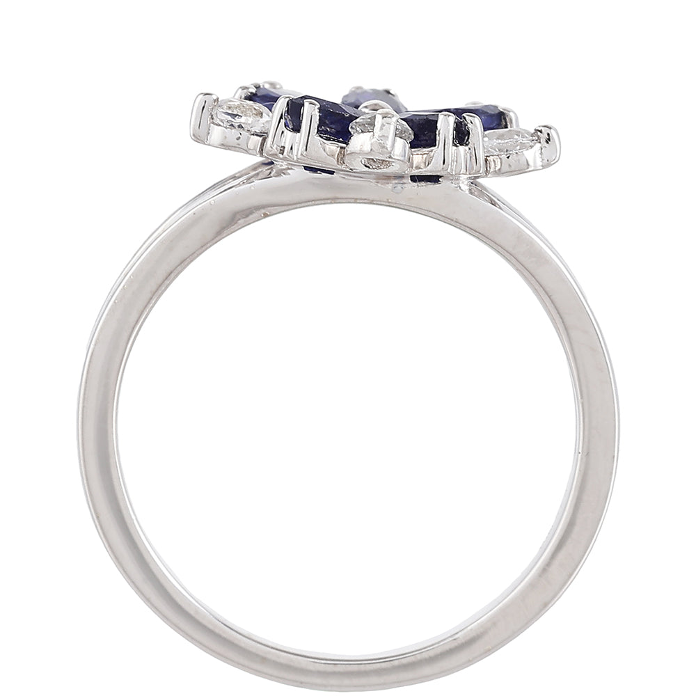 Anillo de Plata con Zafiro de Tailandia y Topacio Blanco