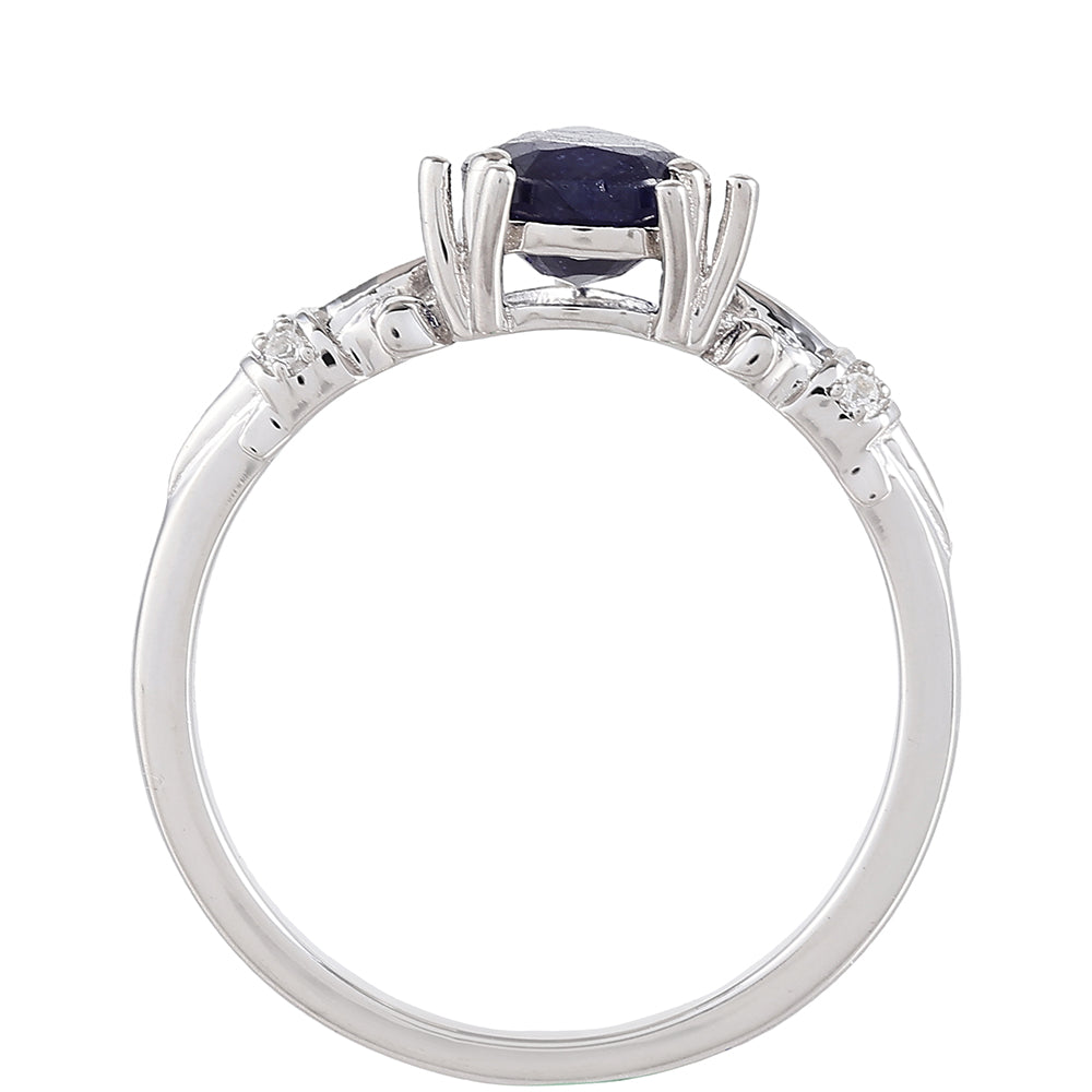Anillo de Plata con Zafiro de Tailandia y Topacio Blanco