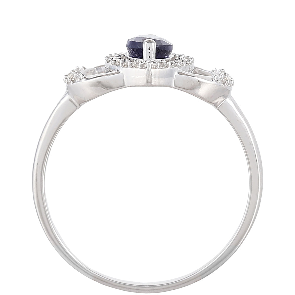 Anillo de Plata con Zafiro de Tailandia y Topacio Blanco